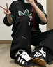 LEMANISMlemanism卡通小狗刺繡水洗牛仔褲男2025春季情侶直筒褲寬松休閑褲 黑色 M 曬單實拍圖