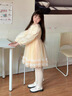 Dudant國際品牌女童連衣裙2025新款春秋季女孩紗裙花童禮服洛麗塔公主裙 杏色 120 cm 曬單實(shí)拍圖