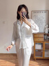 MOKITOUL輕奢品牌女士真絲睡衣女重磅長袖法式分體高端桑蠶絲綢家居服套裝 TZ24663珠光白 M 160 曬單實拍圖