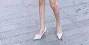 ZHR高跟鞋女細(xì)跟尖頭氣質(zhì)淺口單鞋女亮片蝴蝶結(jié)婚鞋 Y716 銀色 34  曬單實(shí)拍圖
