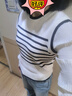 森馬針織衫女短款假兩件條紋拼接內搭春優(yōu)雅套頭衫101124107001 曬單實(shí)拍圖