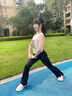 英氏（YEEHOO）女童喇叭褲兒童褲子中大童裝速干運(yùn)動(dòng)褲防曬瑜伽褲夏 深藍(lán)  140  曬單實(shí)拍圖