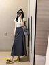 唐菓蜜新款連衣裙女2025夏季女裝韓版時(shí)尚百搭氣質(zhì)減齡學(xué)院風(fēng)顯瘦套裝裙 米灰上衣+灰色裙子 M 曬單實(shí)拍圖