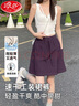 浪莎短褲夏季女裙褲2025年新款A字半身裙運動速干工裝褲休閑五分褲 藏青色【五分裙褲】 M 【推薦96-110斤】 曬單實拍圖