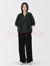 無印良品（MUJI）女式 強(qiáng)捻短袖罩衫 t恤上衣打底衫女款內(nèi)搭女裝25年夏季 BC2LLC5S 深綠色 L (165/88A) 曬單實(shí)拍圖