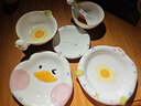 臻廚聚碗碟套裝餐具整套釉下彩卡通家用陶瓷飯碗盤子碗筷組合喬遷送禮 躺平鴨碗碟套裝【6件套】 曬單實(shí)拍圖