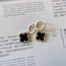KASIYU四葉草耳環(huán)女2024年新款潮小眾設(shè)計(jì)感高級(jí)氣質(zhì)耳扣紅色葉子耳飾 黑色 曬單實(shí)拍圖