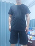 石末（SHIMO）高端品牌運(yùn)動套裝男夏季新款垂感冰絲休閑套裝男速干T恤兩件套男 黑色【冰絲薄款 現(xiàn)貨速達(dá)】 XL （140-160斤） 曬單實拍圖