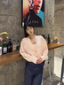 Calvin KleinJeans25春夏新款女士ck背心V領(lǐng)寬松短款針織開衫兩件套47AB311 LN4-牡丹粉 M 曬單實拍圖