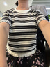 香影流蘇條紋黑色t恤女短袖2025夏裝新款寬松休閑風(fēng)正肩圓領(lǐng)上衣 黑色 T恤款 L 165/88A/110-125斤 曬單實(shí)拍圖