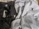 花花公子（PLAYBOY）衛衣男士加絨圓領(lǐng)打底衫純色棉重磅長(cháng)袖T恤男秋冬季衣服男裝休閑 深灰色+淺灰色 【春秋款】 M 碼建議90-105斤 曬單實(shí)拍圖