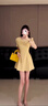 GARNUO黃色短袖連衣裙子女夏季法式赫本風(fēng)高級感小個(gè)子禮服收腰顯瘦短裙 黃色【短袖短款】 S 【80-100斤】 曬單實(shí)拍圖