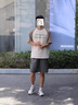 至濤美式條紋運動短褲男夏季高街痞帥籃球中褲vibe潮牌百搭休閑五分褲 灰色 XL 曬單實拍圖