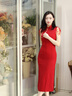 泰勒馬丁紅色敬酒服新娘旗袍2025新款新中式小個(gè)子訂婚禮服連衣裙結(jié)婚禮服 QP06 M 曬單實(shí)拍圖