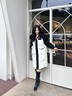 鴨鴨羽絨服女中長(zhǎng)款2025年冬季中長(zhǎng)款寬松東北加厚韓版撞色保暖外套 白色 M (建議100-130斤) 曬單實(shí)拍圖