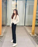 FSHE開叉闊腿褲女高彈力春夏秋2025新款高腰垂感修身顯瘦微喇休閑褲女 黑色開叉(長褲)+微喇+冰絲面 L 曬單實拍圖