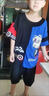 MOKITOUL六一兒童hiphop街舞童裝男童表演服少兒演出服爵士舞服裝夏裝潮裝 藍龍款[上衣+褲子+帽子]（高端禮盒包裝） 130 cm2 曬單實(shí)拍圖