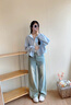 森馬（Semir）外套女秋短款蕾絲寬松蝙蝠袖棉麻立領(lǐng)2025小清新夾克10A525108002 曬單實(shí)拍圖