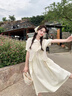 愛(ài)莉安娜孕婦裝夏季短袖棉麻連衣裙高級感夏裝時(shí)尚寬松抽繩大碼 原木杏 L 曬單實(shí)拍圖