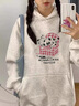 燦圖卡通印花潮牌連帽衛(wèi)衣女春秋季寬松顯瘦外套慵懶風休閑運動上衣服 白灰色 常規(guī) L 【建議100-120斤】 曬單實拍圖