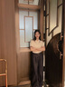 香影polo衫短袖女針織2025夏裝新款氣質(zhì)條紋拼接翻領白色正肩上衣 米白 S 155/80A/85-95斤 曬單實拍圖