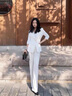 GIOIO醋酸緞面西裝套裝女2025新品夏裝小個子薄款職業(yè)裝七分袖西服外套 粉色小外套. L 曬單實拍圖