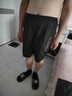 貓霓冰絲短褲男士夏季薄款潮牌寬松直筒外穿速干沙灘運動(dòng)休閑五分中褲 黑色+黑色 4XL 【建議體重165-180左右】 曬單實(shí)拍圖