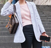 麥檬【限量特惠/撿漏】春秋簡約通勤氣質亞麻西裝外套女5C3110571 白色 S 曬單實拍圖