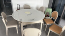 流晶石實木餐桌椅組合大小戶型可伸縮折疊圓桌方圓兩用家用飯桌子 1.35米一桌6椅【帶隱藏電磁爐】 曬單實拍圖