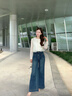 香影闊腿牛仔褲女2025秋季新款丹寧風(fēng)復(fù)古寬松梨形身材高腰直筒褲 牛仔藍(lán) S 曬單實(shí)拍圖