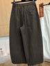 蘑菇同學(xué)休閑闊腿褲女寬松2025秋季新款韓版高腰顯瘦彎刀褲直筒長(cháng)褲氣球褲 咖啡色 L  建議100-120斤 曬單實(shí)拍圖