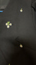 白鹿語氣質(zhì)撞色V領(lǐng)繡花連衣裙2025夏季新款花邊拼接短裙 黑色  M  曬單實(shí)拍圖
