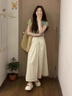 唐菓蜜連衣裙女夏季2025新款女裝韓系時(shí)尚百搭氣質(zhì)法式設(shè)計(jì)感套裝裙子 綠色上衣+米白裙子 M 曬單實(shí)拍圖