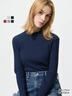 優(yōu)衣庫女裝羅紋高領(lǐng)T恤/長(cháng)袖小高領(lǐng)內搭25秋冬新款479588 68 深藍色 XL /165/92A 曬單實(shí)拍圖
