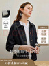 茵曼拼接條紋原色短牛仔外套2025秋女裝新款復古上衣 深藍色 S 曬單實(shí)拍圖