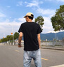 大嘴猴（paul frank）潮牌純棉短袖t恤男夏季五分半截寬松圓領(lǐng)休閑百搭打底衫上衣服裝 黑色X19021D【官方正品】 XL 【建議135-155斤】 曬單實(shí)拍圖