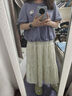 闊色（kuose）紫色立體刺繡花苞短袖T恤女2025夏季新款圓領(lǐng)寬松正肩上衣 紫色 M 曬單實(shí)拍圖