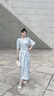 初蟬衣事新中式交領(lǐng)連衣裙女2025夏新款提花國風(fēng)氣質(zhì)A擺收腰飄逸長(cháng)裙 霽藍 S （現貨） 曬單實(shí)拍圖