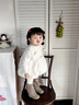 G.DUCKKIDS寶寶秋裝套裝小公主連衣裙周歲女寶禮服甜美上衣裙子秋季嬰兒衣服 白色連衣裙+白色毛衣 兩件套 80 cm 曬單實拍圖