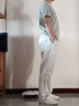 白色直筒工裝褲男2025亞麻寬松純棉闊腿褲子秋冬加絨潮牌休閑褲男 米白色 2201 S 建議 90-110斤 曬單實(shí)拍圖