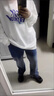 潮梵圖圓領(lǐng)衛(wèi)衣男長袖印花套裝男生帥氣t恤搭配牛仔褲潮牌男裝休閑新款 小怪獸衛(wèi)衣白色+牛仔褲藍(lán)色 XL 曬單實拍圖