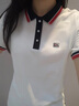 ELLE ACTIVE休閑運動(dòng)短袖POLO衫女夏季通勤百搭撞色t恤女修身翻領(lǐng)上衣 白色 L 曬單實(shí)拍圖