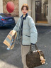 妍莉芬（yanlifen）小香風(fēng)羽絨棉服女裝2025冬季短外套女2025年新復古棉衣羽棉襖絨服 藍色 L 曬單實(shí)拍圖