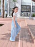 小豬彼特女童褲子夏季薄款2025年新款兒童夏裝速干闊腿褲女大童冰絲山本褲 15106藍(lán)色 140 cm 曬單實(shí)拍圖