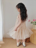 迪士尼公主裙女童生日禮服夏季新款兒童裙子女孩高級連衣裙童裝蓬蓬裙 杏色 130 曬單實拍圖