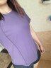 百思絨健身運(yùn)動(dòng)套裝女夏季跑步吸汗透氣速干衣 黛紫上衣+黑短褲 XXL 曬單實(shí)拍圖