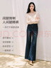香影復古闊腿微喇牛仔褲女2025秋季新款貓須美式水洗顯瘦高腰褲子 牛仔藍 L 165/68A/110-125斤 曬單實(shí)拍圖