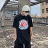 Homlean美式純棉T恤夏季男士時(shí)尚百搭寬松透氣T恤簡(jiǎn)約上衣OM20黑色XL 曬單實(shí)拍圖