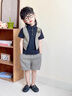G.DUCKKIDS男童西裝套裝兒童花童禮服夏季幼兒園畢業(yè)照服裝中大童西服襯衫假 黑色-夏款 140 建議10-11歲【125-135cm】 曬單實拍圖