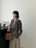 何佳功 小西裝外套女 韓版寬松休閑西服上衣2025秋季寬松單扣高級感西裝 灰色 M 【建議85-105斤】 曬單實(shí)拍圖